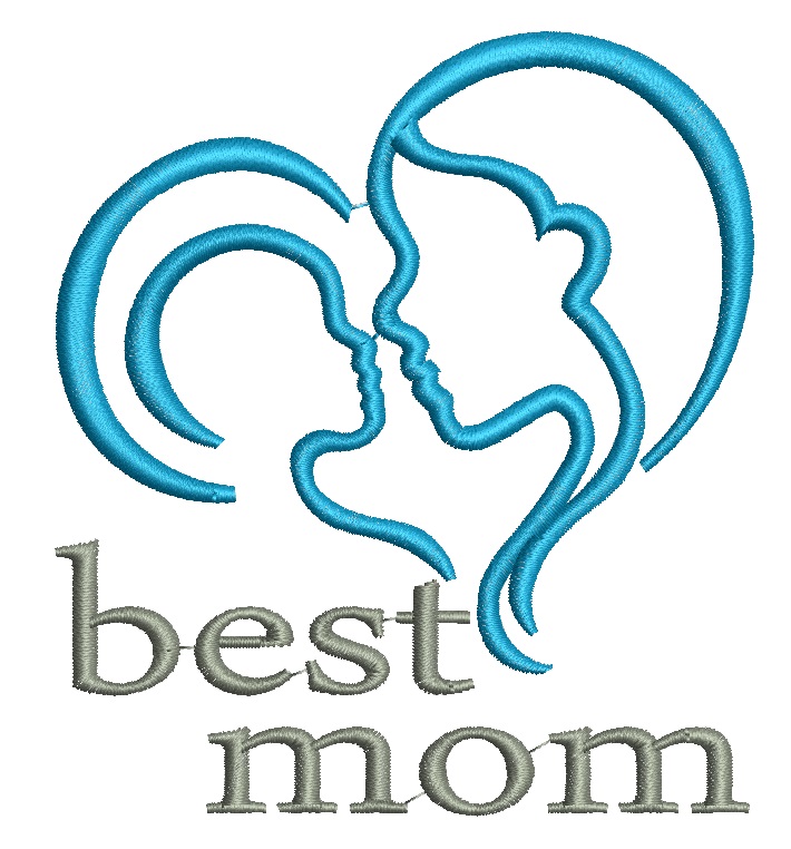 Heart with mother and child, and Best Mom inscription machine embroidery design  