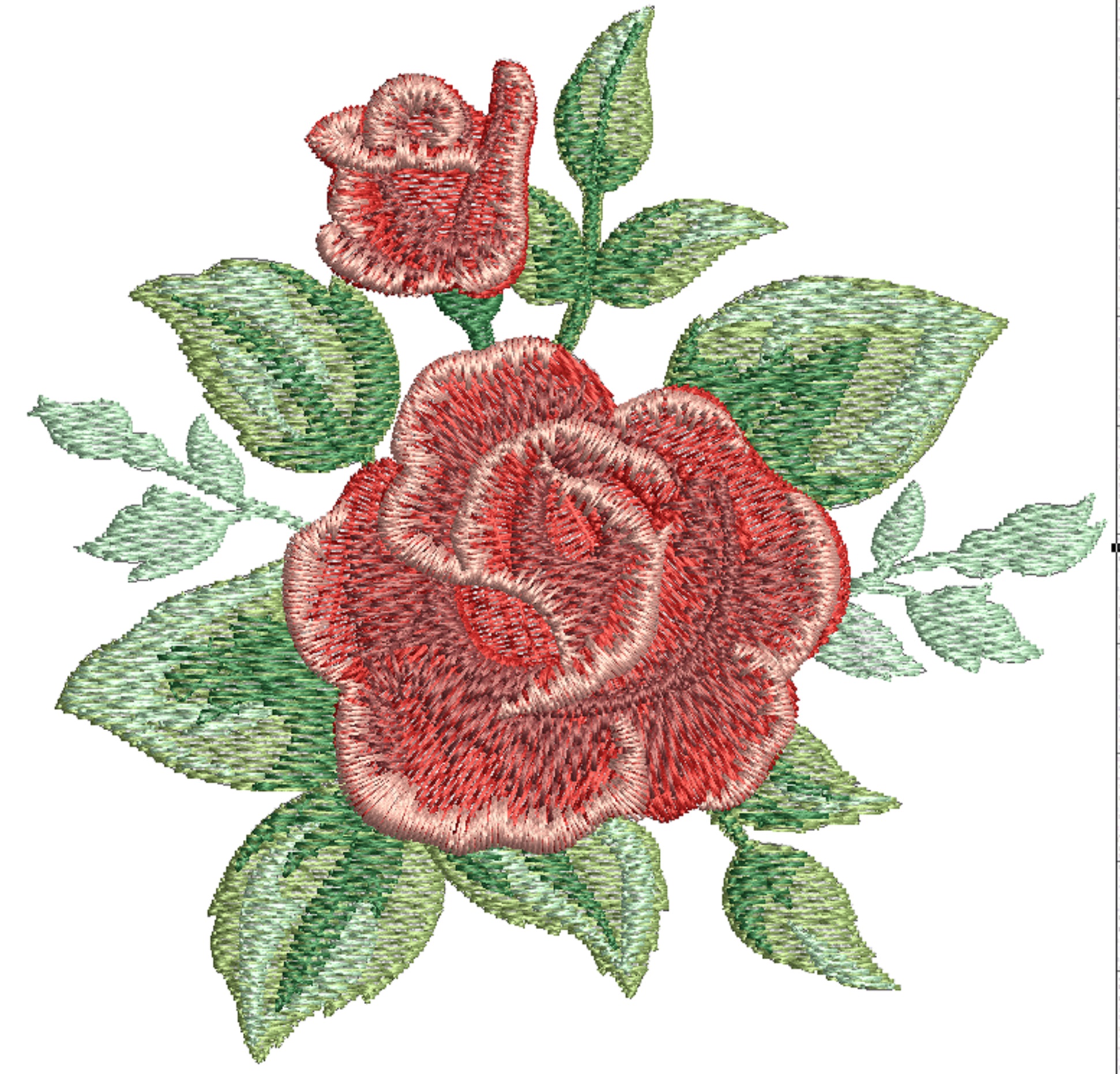 Rose Flower and Bud Machine Embroidery Design Set  