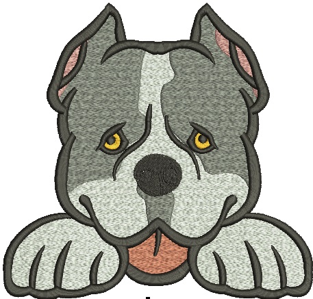 Peeking Pitbull Machine Embroidery Design 