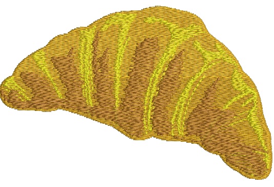 Realistic Croissant Machine Embroidery Design, Bakery Food Embroidery Pattern for Kitchen and Textile Projects