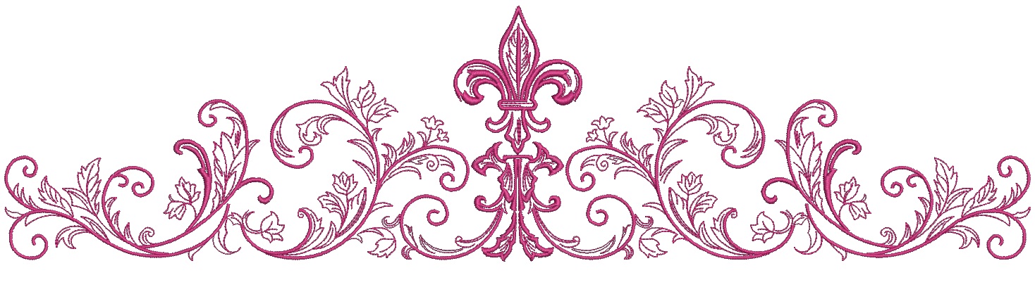 Floral Border Embroidery Design, Pink Baroque Scroll Ornament, this is not a real product, These are digital files