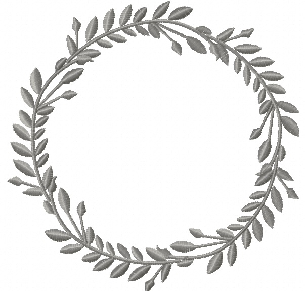 Floral Monogram Wreath Machine Embroidery Design 