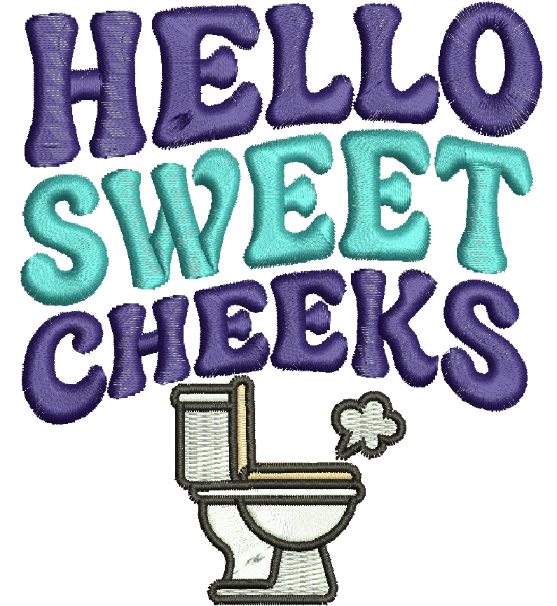 Hello Sweet Cheeks Bathroom Machine Embroidery Design, Funny Toilet Quote, Cute Bathroom Decor Embroidery Pattern