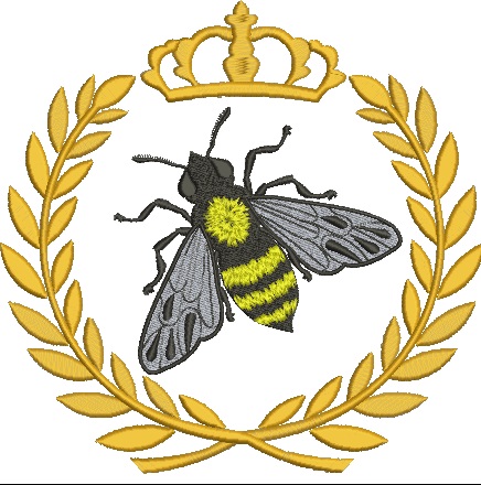 Laurel with Bee and Crown Machine Embroidery Design 