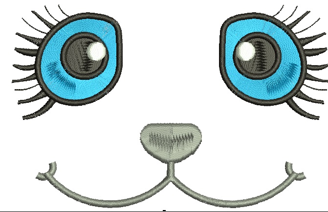Little Face / Dolls Pretty Faces / Muzzle Machine Embroidery Design, Instant Download  