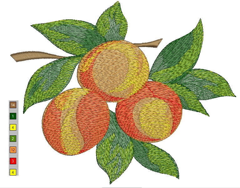 eaches with Leaves Machine Embroidery Design Juicy Fruit 2 Sizes 
