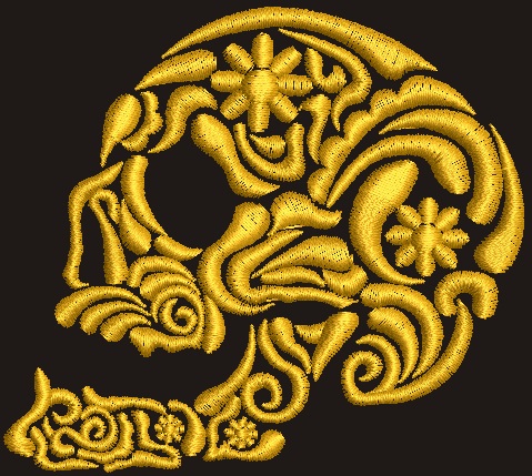 Gold Pattern Skull Machine Embroidery Design 