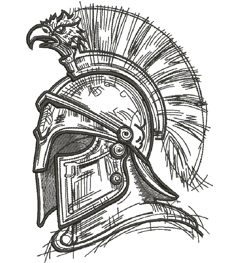 Spartan Warrior Helmet Machine Embroidery Design