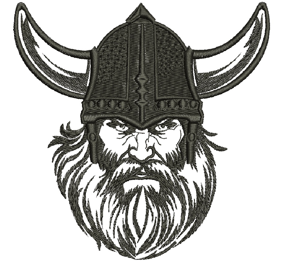 Viking Warrior Head in Helmet Machine Embroidery Design 