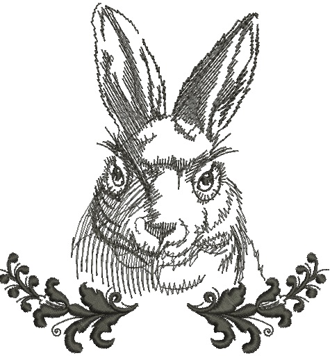 Elegant Vintage Rabbit Machine Embroidery Design