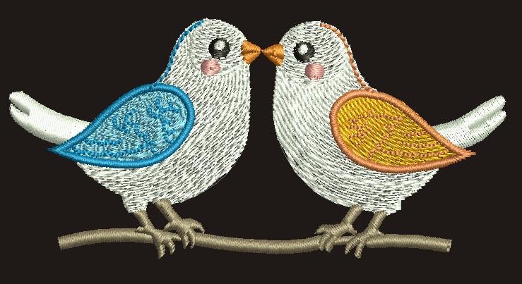 A Couple of Pigeons Machine Embroidery Design, Instant Download 