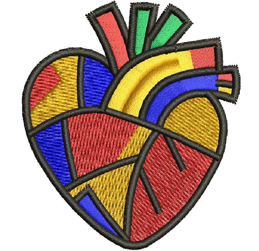 Abstract heart machine embroidery design 