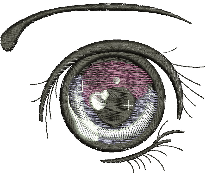 Anime eye girl machine embroidery design 