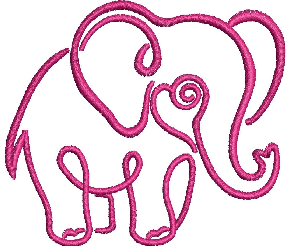 Baby Elephant Machine Embroidery Design, Outline Nursery Digital File 