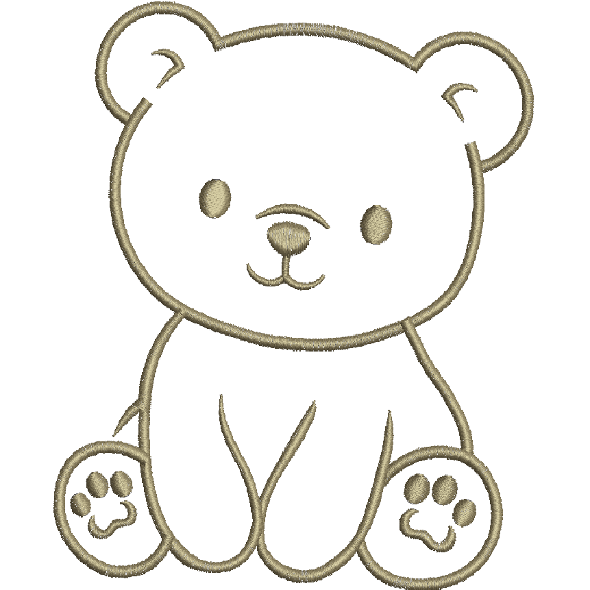 Cute Teddy Bear Machine Embroidery Design, Kawaii Bear Embroidery File, Baby Nursery Embroidery Pattern