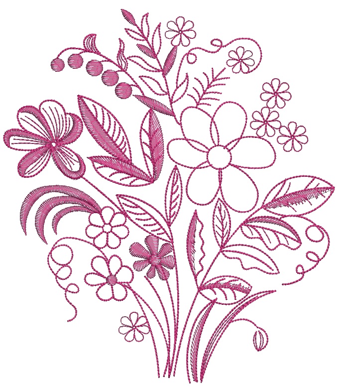 Bouquet of Flowers Machine Embroidery Design 