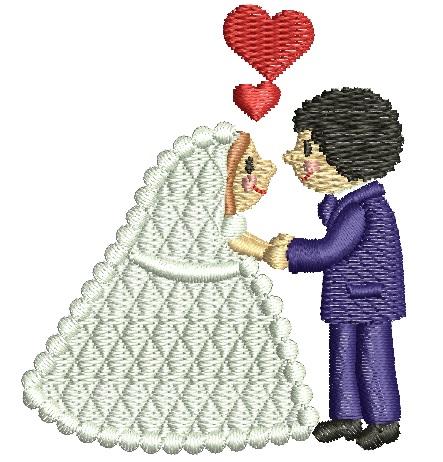 Couple Bride and Groom Machine Embroidery Design – instant download 