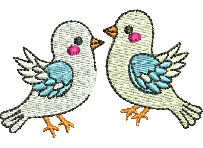 A couple of pigeons wedding Machine Embroidery Designs, instantly download 