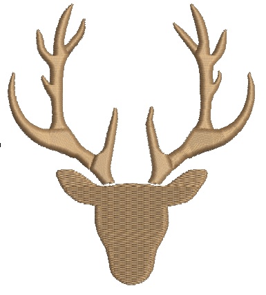 Deer Head Silhouette with Antlers Machine Embroidery Design 