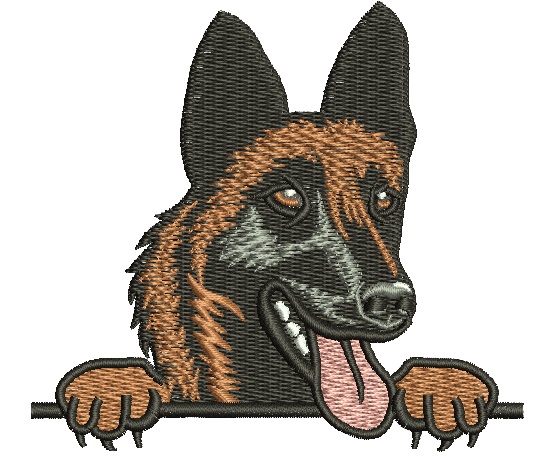Peeking Shepherd Dog Machine Embroidery Design 