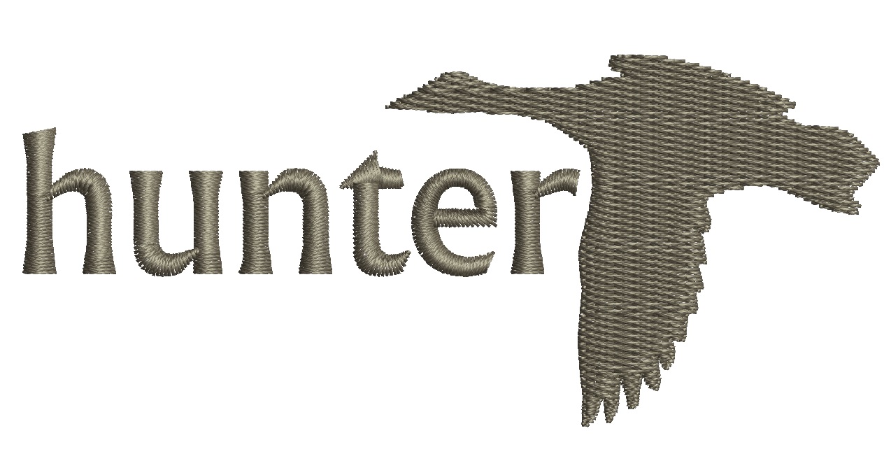 Duck Hunter Typography Machine Embroidery Design, Flying Mallard Silhouette Digital File 