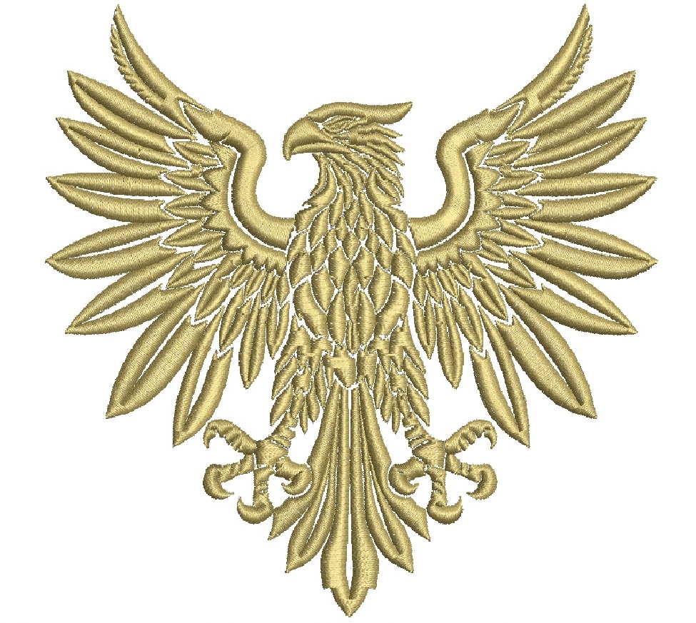 Golden heraldic eagle roman legion embroidery design