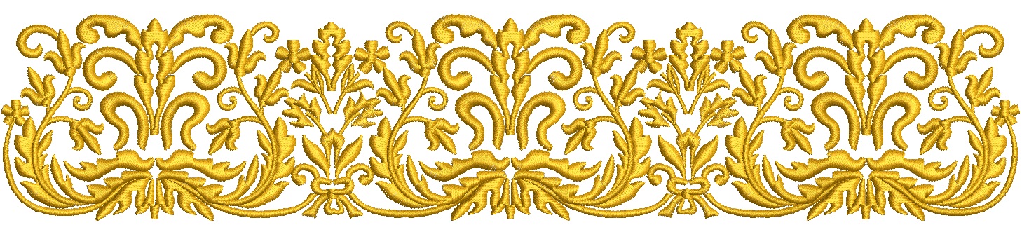 Baroque Floral Border Machine Embroidery Design with Separate Element – Elegant Ornate Pattern 