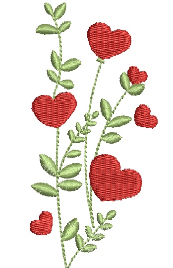 Flowers in Heart Shape Bouquet Machine Embroidery Design Wild Forest Garden Flowers 