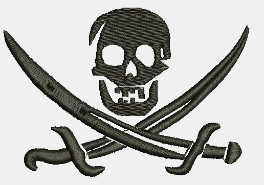 Jolly Roger Pirate Skull and Swords Machine Embroidery Design, Cutlass Digital File  