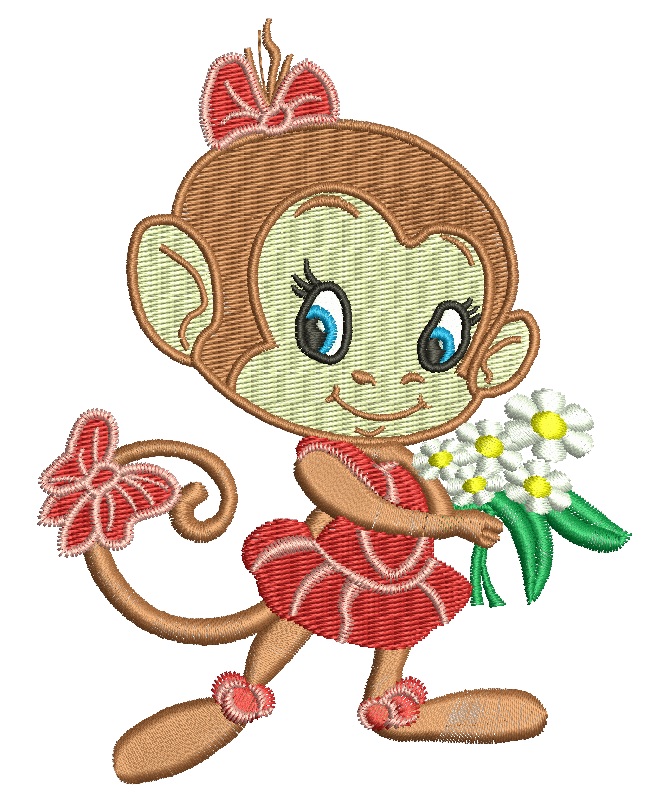 Cute Monkey Machine Embroidery Design19122025