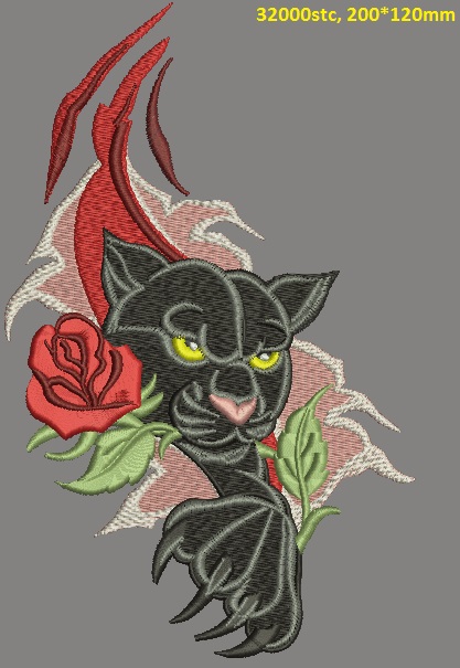 Panther and Rose Machine Embroidery Design 17072025