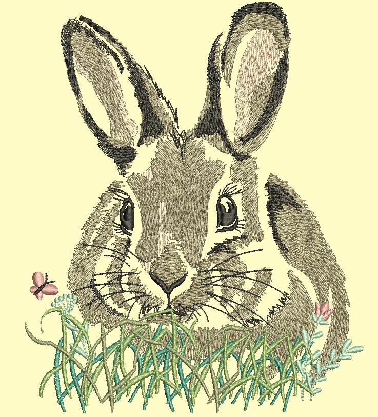 Cute rabbit bunny, low stitch count, easter animal – Machine Embroidery Design