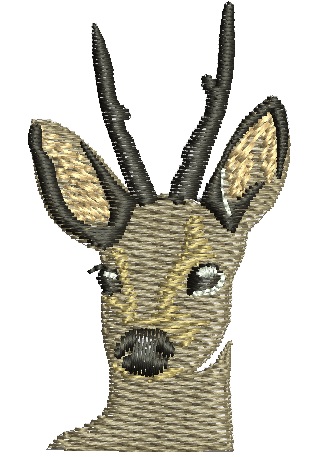 Roe deer head machine embroidery design 