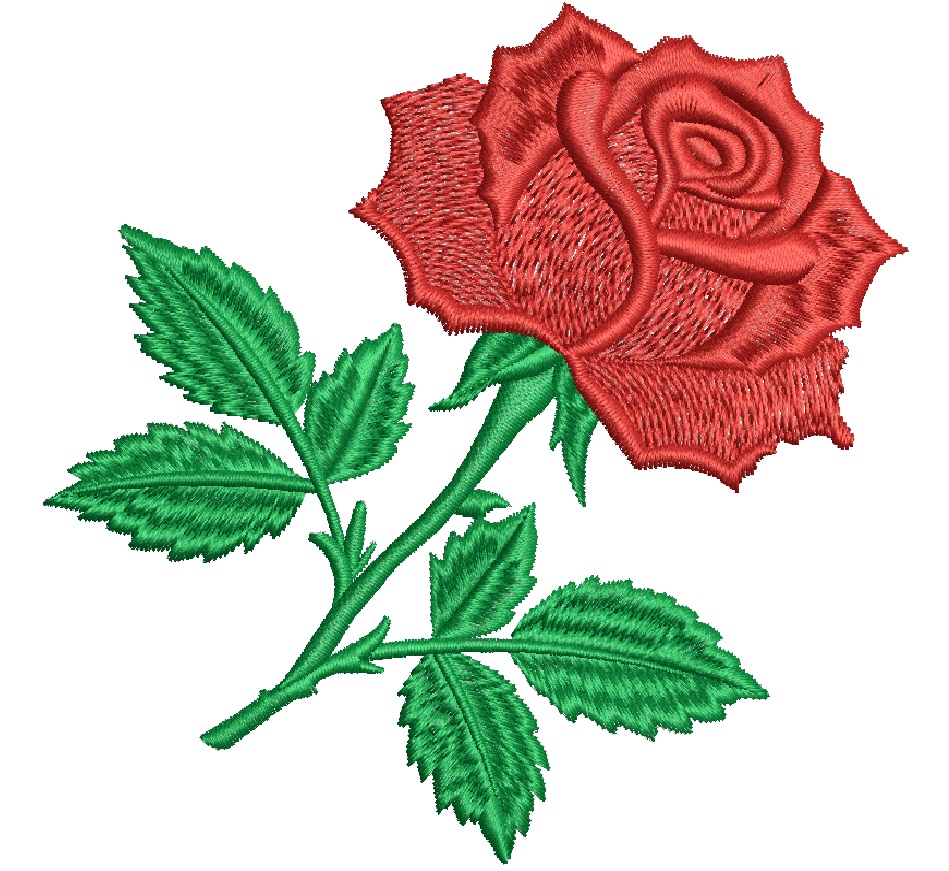 Red rose machine embroidery design 
