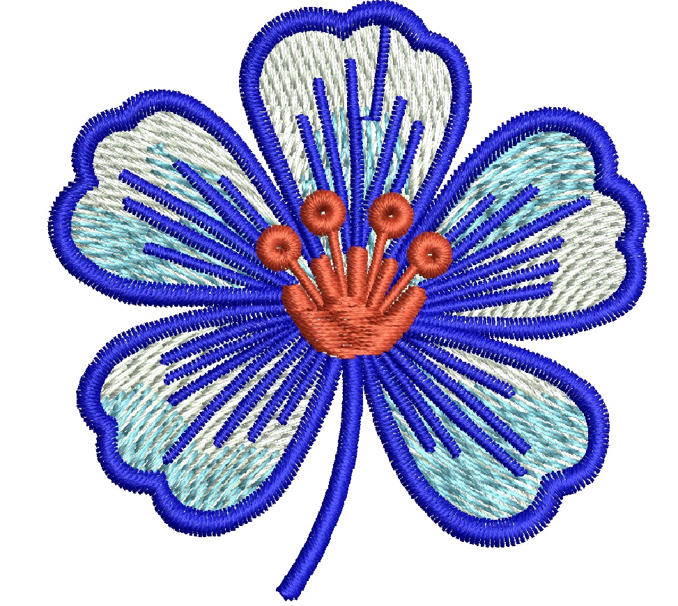 Simple Forget Me Not Flower Machine Embroidery Design, Small Blue Flower Digitized File for Brother, Janome, Bernina (DST, PES, JEF, EXP)  