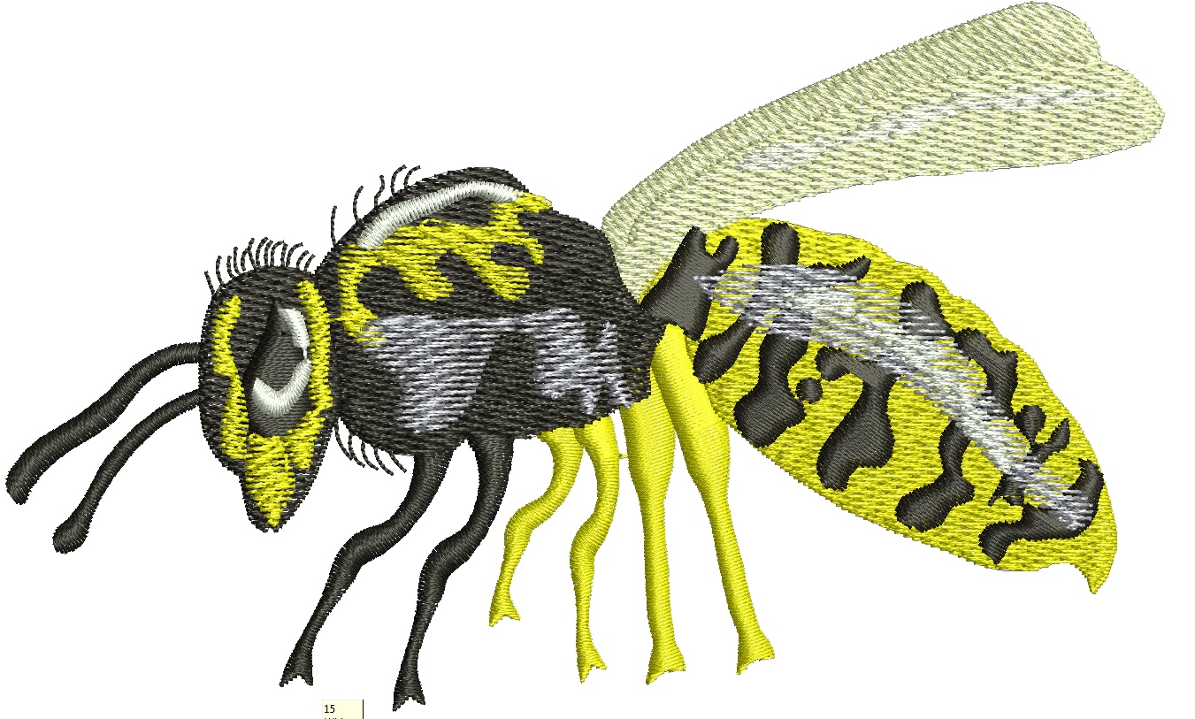 Realistic Wasp. Machine Embroidery Design, Instant Download 