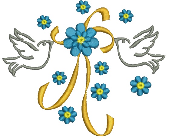 Wedding doves - machine embroidery design - three sizes  