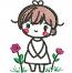 Cute Girl With Flower  Machine embroidery design   instantly download 