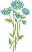 Blue Daisies Machine Embroidery Design, Instant Download 