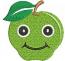 Smiling Green Apple Machine Embroidery Design, Instant Download 