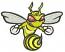 Angry hornet with red eyes, muscles and clenched fists machine embroidery design 