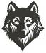 Bold minimalist wolf head machine embroidery design  