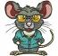 Mouse in suit and yellow glasses machine embroidery designs 