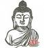Buddha's face close-up and lotus flower machine embroidery design