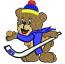 Teddy bear ice hockey player machine embroidery design  