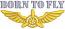 Born to fly text with pilot wings – machine embroidery design 