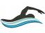 Swimmer and wave of three colors machine embroidery design  