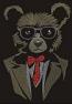 Bear in glasses and suit embroidery design for dark fabric 
