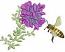 Flying bee and purple flower machine embroidery design  
