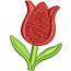 Red tulip machine embroidery design, includes size for caps 
